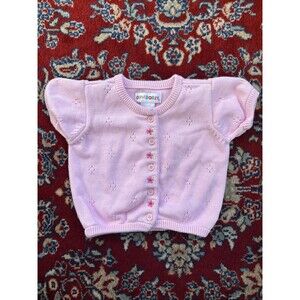 Vintage Gymboree Pink Floral Cardigan Sweater 3-6 Months Rainbow Tag 1998
